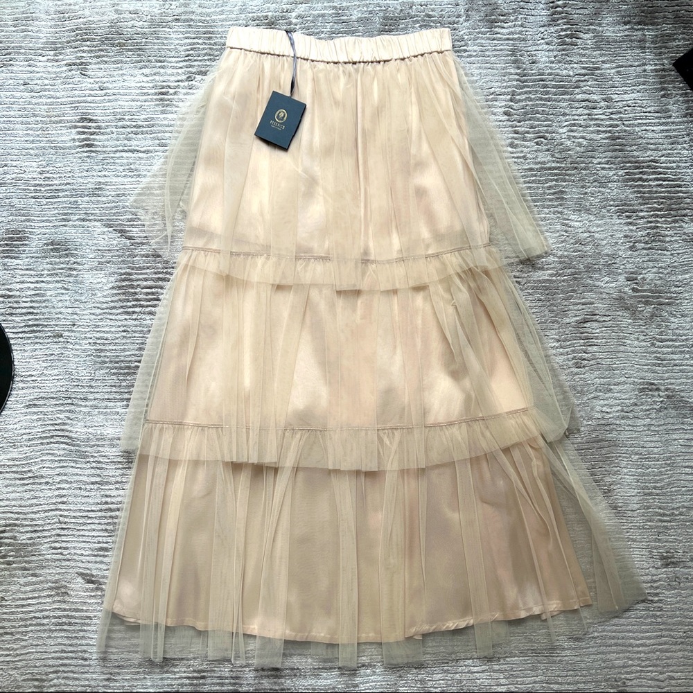 Peserico Tiered Tulle Skirt NWT